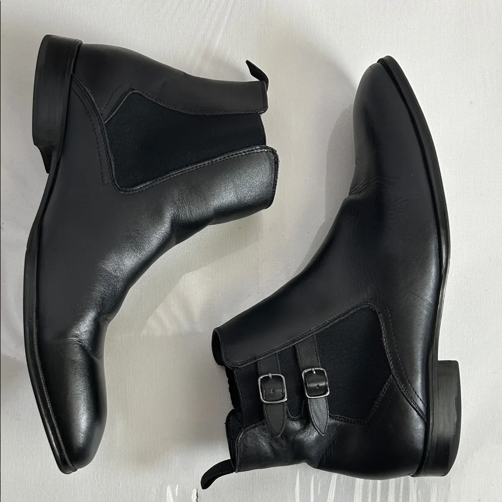 Alfani Rory Black Chelsea Ankle Boots with Side Buckle